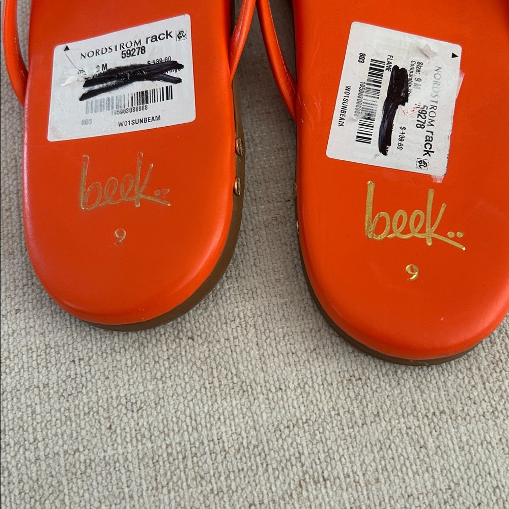BEEK Sunbeam Leather Flip Flop Sandal, TOMATO, Size 9, NWT no box - Picture 9 of 10